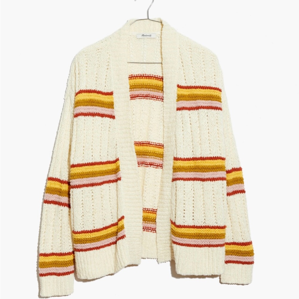 MADEWELL XXS Striped Diaz Open Cropped Cardigan
